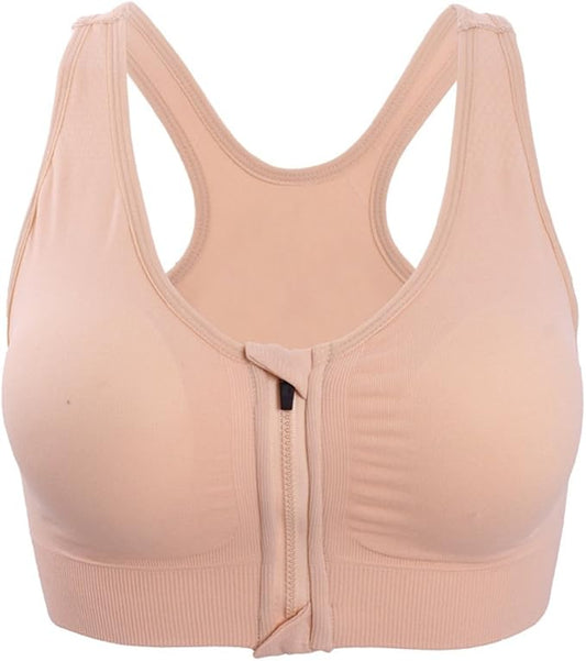 Women's Zipper Front Closure Sports Bra Racerback Yoga Bras