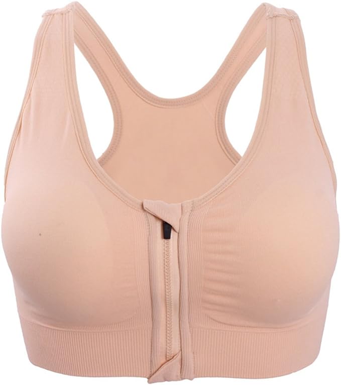 Women's Zipper Front Closure Sports Bra Racerback Yoga Bras