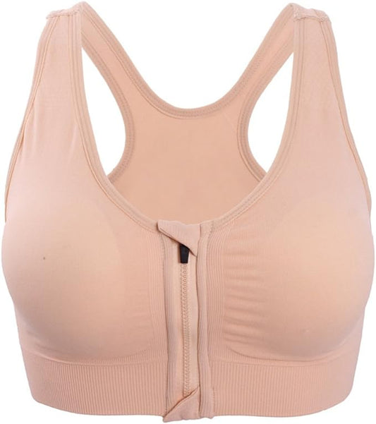 Women's Zipper Front Closure Sports Bra Racerback Yoga Bras