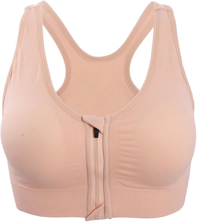 Women's Zipper Front Closure Sports Bra Racerback Yoga Bras