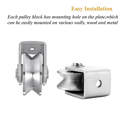 2pcs V Groove Wheel Stainless Steel Heavy Duty Wire Rope Pulley Block Sliding Gate Rollers Double Bearing Plate Caster Solid Track Rollers Wheels Fence Gate Wheel