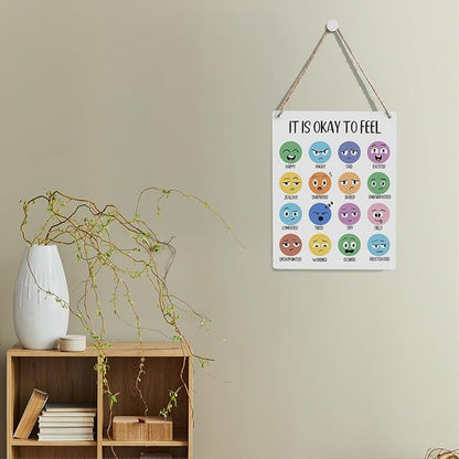 Boho It Is Okay To Feel Mindfulness Posters Mental Health Awareness Psychologist Gift Wood Decor Sign Positive Affirmations Wall Decor for Consultation Room Therapy Office Bedroom Living Room
