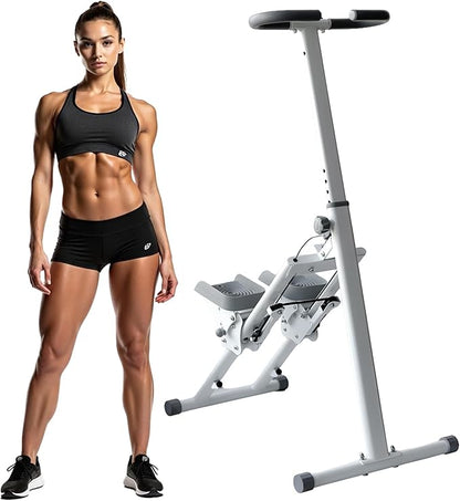 Stair Stepper Folding Vertical Aerobics Appliances Exercise Climber for at-Home Workouts Total Body Exerciser with Handle 242LBS Load with Pedal/Stand/Cup Holder, Step Angle Adjustable