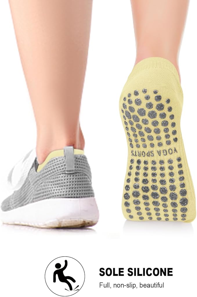 3/6 Pairs Grip Pilates Socks for Women, Non-slip Yoga Athletic Socks for Barre Ballet Barefoot Workout Hospital