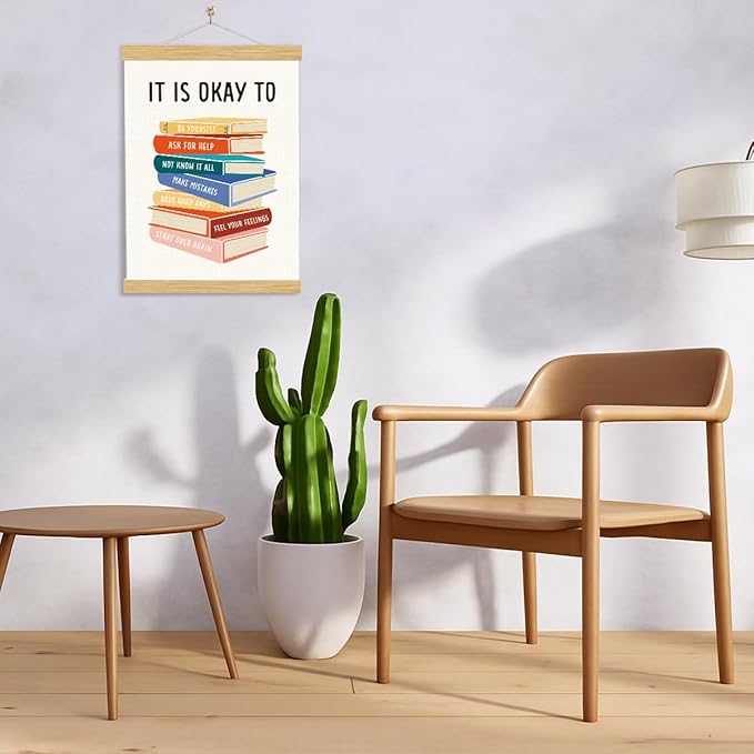 It's Okay To Not Be Okay Poster, Wood Poster Hanger, Classroom Decor, Classroom Posters Quotes, Educational Wall Art, Therapy Wall Art, School Psychology, Psychotherapy Posters Decoration, Mental health Sign