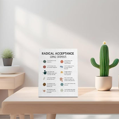 Mental Health Décor, Mental Health Wall Art, Mental Health Posters, School Counselor Supplies, Canvas Wall Art, DBT Poster, Therapist Office Decor, Radical Acceptance Canvas Poster 10x12 inch
