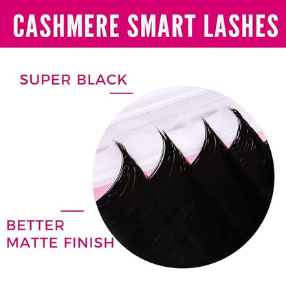 VEYES INC Cashmere Smart Fan Lash Extensions 0.03 0.05 0.07 C/CC/D Curl 8-20mm Mixed & Single Length, Super Matte Black Volume Lashes, Professional Supplies for Lash Techs (0.05 D 15-20mm)