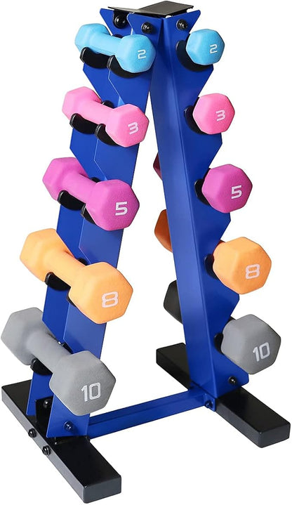 WF Athletic Supply Dumbbell Rack, 5-Tier A-Frame Dumbbell Rack for Dumbbell Storage, Color Options Available in Black/White/Green/Yellow/Red/Pink/Orange & Blue