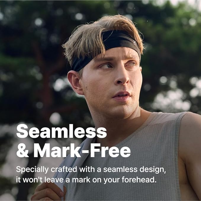 Non-Slip Headband (1 Pack) - Moisture Wicking Sports Sweatband for Men, Women & Youth - Athletic Workout Band for Running, Flag Football, Yoga, Tennis & Helmet Liner