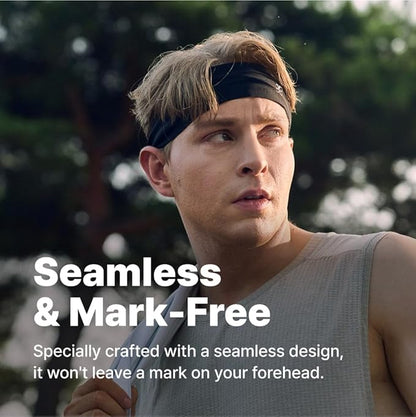 Non-Slip Headband (1 Pack) - Moisture Wicking Sports Sweatband for Men, Women & Youth - Athletic Workout Band for Running, Flag Football, Yoga, Tennis & Helmet Liner