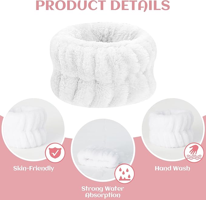 Wrist Towels for Face Washing, Women's Microfiber Spa Wash Face Wrist Towel Band, Absorbent Wrist Sweatband for Girls, Prevent Water from Spilling Down Your Arms 8Pcs