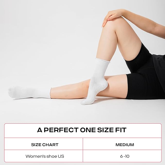 CoolMate Pilates Socks with Grips for Women, Yoga Socks, Crew Non Slip Women for Workout, Barre, Pilates Gifts