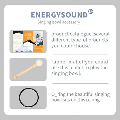 ENERGYSOUND 432Hz Perfect Pitch G Note Throat Chakra Frosted Quartz Crystal Singing Bowl 8 inch mallet and o-ring included