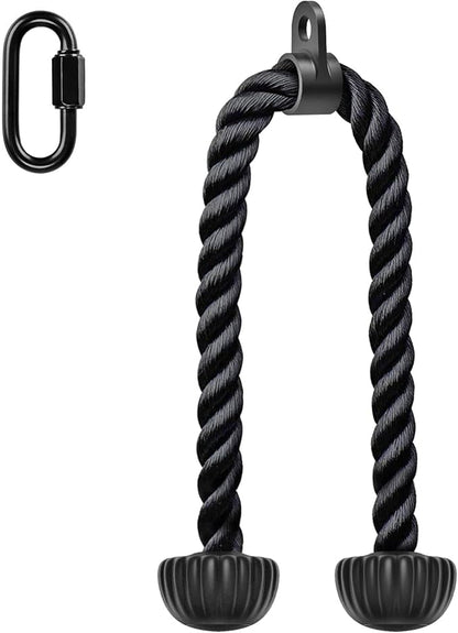 SELEWARE Triceps Rope with Non-Slip Soft Rubber Ends Home Gym Cable Attachment Workout Accessories 28 & 36 inches Long LAT Pulldown Attachment Black and Orange