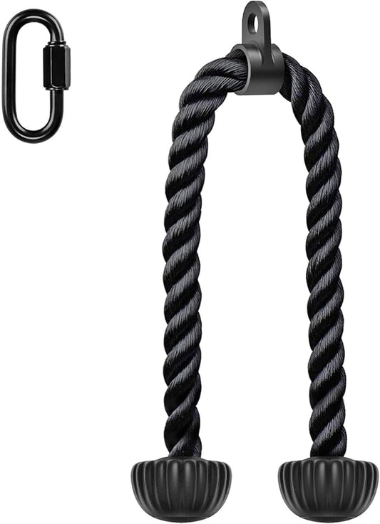 SELEWARE Triceps Rope with Non-Slip Soft Rubber Ends Home Gym Cable Attachment Workout Accessories 28 & 36 inches Long LAT Pulldown Attachment Black and Orange