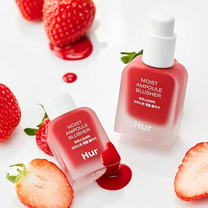 Moist Ampoule Blusher with 50% Moisture Essence | Hydrating & Long-Lasting Blush | 0.68fl.oz (9 Shades) (Ruby Red)