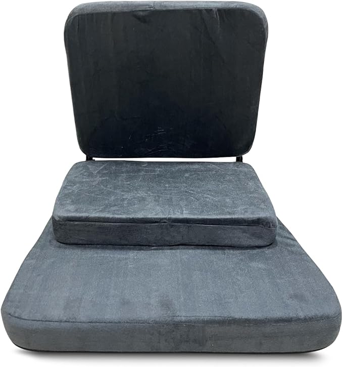 Zen Zone 90° Buddha Yoga Meditation Floor Chair Premium and Foldable with Fixed Back Support Chair Dark Grey