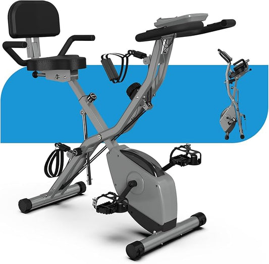 Foldable Exercise Bike for Small Apartments, Stationary Bikes for Home, Indoor Portable Cycling Bike with 16-Level Magnetic Resistance, 260LBS Capacity, 5.5 LBS Flywheel, Designed for Small Space Workout 816