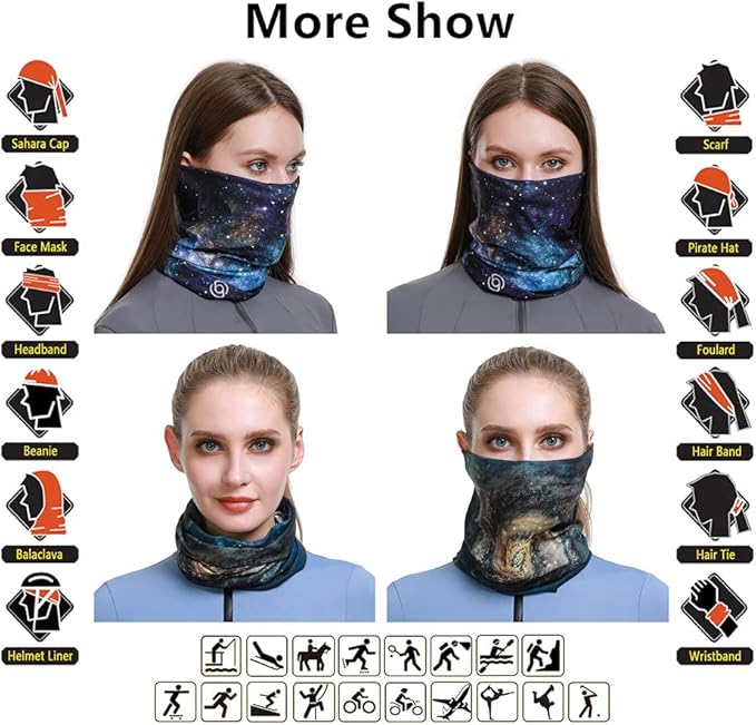 Headband Neck Gaiter Head Wrap Headwear Face Mask Magic Scarf Bandana for Men and Women