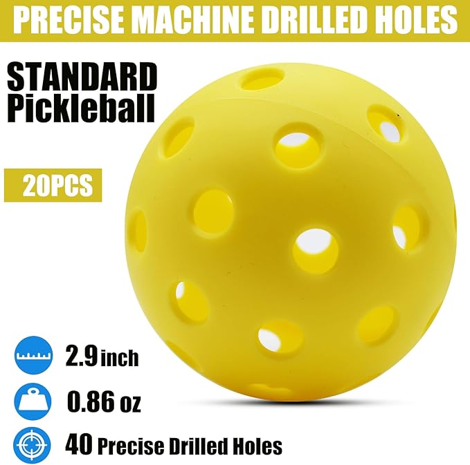 Magicorange Pickleball Balls, 20 Pack USAPA Approved Outdoor Pickleballs, High Elasticity & Durable Pickle Balls