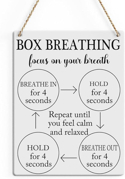 Box Breathing Breathing Exercises Posters Mental Health Psychologist Gift Wood Decor Sign Positive Affirmations Wall Decor for Consultation Room Therapy Office Bedroom Studio Living Room