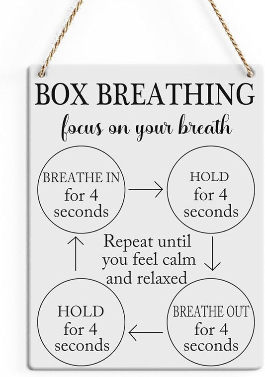 Box Breathing Breathing Exercises Posters Mental Health Psychologist Gift Wood Decor Sign Positive Affirmations Wall Decor for Consultation Room Therapy Office Bedroom Studio Living Room