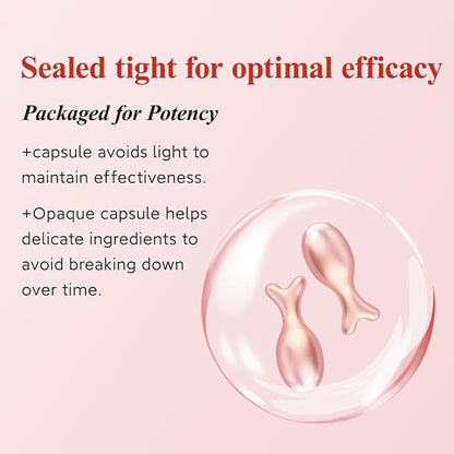 HKH Retinol Serum for Face - Anti Wrinkle Facial Serum with Vitamin C & Vitamin E, Vit A Capsule with Collagen for Women, Reduces Fine Lines, Firming Skin, Moisturise, Travel Friendly (76 Capsules)