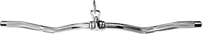 Lat Cable Machine Attachment Curl Pulldown Barbell Revolving Bar, Multi-Exerciser Cable Attachment, Solid Steel Tricep Press Down Bar with Rubber Handgrips & Revolving Hanger