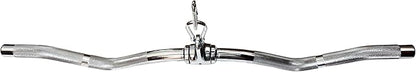 Lat Cable Machine Attachment Curl Pulldown Barbell Revolving Bar, Multi-Exerciser Cable Attachment, Solid Steel Tricep Press Down Bar with Rubber Handgrips & Revolving Hanger