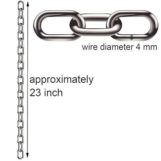 2 Pcs 5/32 x 23 Inch Link Chain 304 Stainless Steel Coil Chain for Transport Tie Down Binder Chain Pulling Towing Hanging, Home, Camping, Pet Towing, 4mm