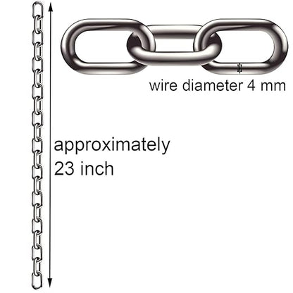 2 Pcs 5/32 x 23 Inch Link Chain 304 Stainless Steel Coil Chain for Transport Tie Down Binder Chain Pulling Towing Hanging, Home, Camping, Pet Towing, 4mm