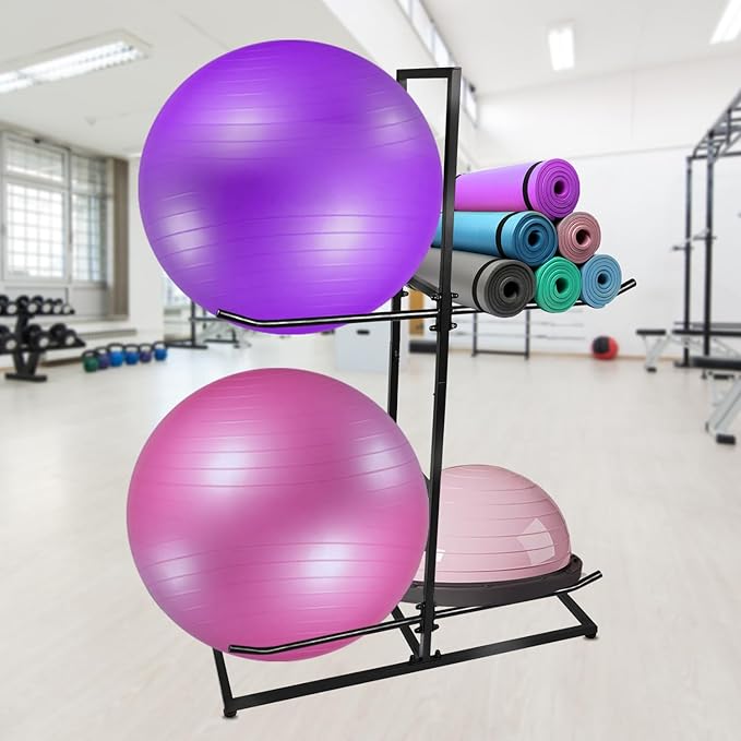 Exercise Ball Holder,Stability Ball Rack, Exercise Ball and Balance Ball Storage Racks Suitable for Yoga Ball Stability Ball Yoga Mats Home and Commercial Gym ﻿