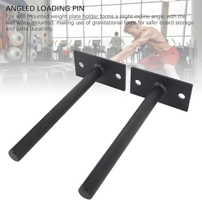 2Pcs Weight Plate Holder, Alloy Steel Wall Weight Plate Rack Wall Mounted Weight Rack Space Saving Wall Weight Storage Rack Organizer for Home Gym, Construction Diameter 1.0in