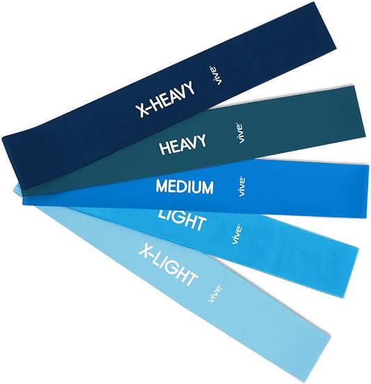 Vive Resistance Bands for Working Out (5 Pack) - Exercise & Workout Resistance Kit - Stretch, Elastic Loop Bands for Physical Therapy, Pilates, Yoga & Gym, for Men & Women - Fitness, Glute Work Out