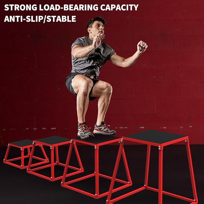 Metal Plyometric Jumping Box,12/18/24/30 Inch Steel Plyo Box Set for Fitness Exercise Home Gym,Single/Set
