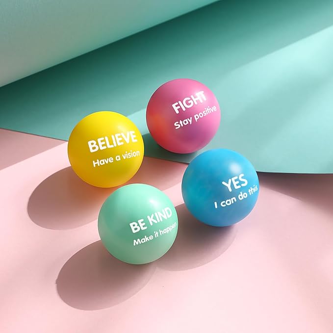 Liliful 48 Pieces Motivational Stress Balls Bulk for Adults Fidget Toys End of The Year Gifts Inspirational Squeeze Balls Employee Appreciation Gift Adult Goodie Bag 2. 2 Inch(Macaron Color)