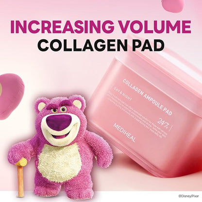 MEDIHEAL Collagen Ampoule Toner Pads [Disney Pixar Edition] - Skin Firming & Restore Elasticity & Deep Hydration - Tighten Wrinkles & Lines - Vegan Face Gauze, Full size 100 + Refill 100 (200 Pads)