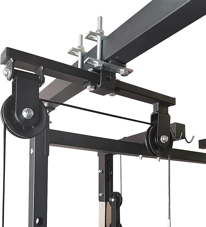 KORIKAHM Power Rack Pulley Attachment, LAT Pulldown Machine - Cable & Weight Dual Pulley System for Home Gym Strength Training, Power Racks