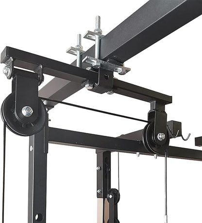 KORIKAHM Power Rack Pulley Attachment, LAT Pulldown Machine - Cable & Weight Dual Pulley System for Home Gym Strength Training, Power Racks