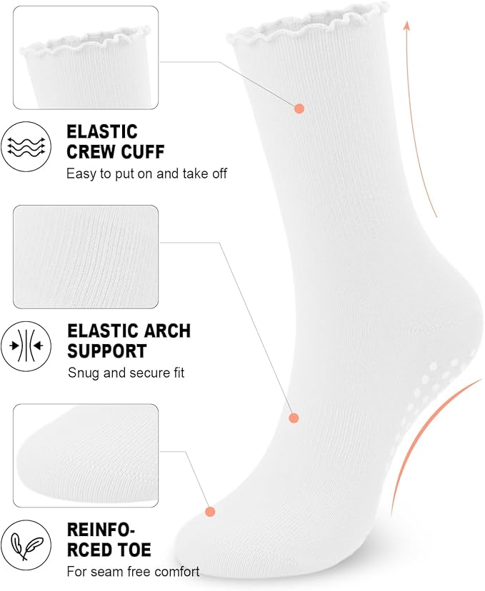 3/6 Pairs Grip Pilates Socks for Women, Non-slip Yoga Athletic Socks for Barre Ballet Barefoot Workout Hospital