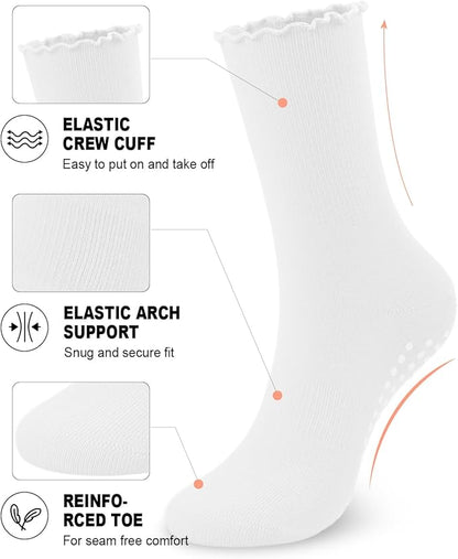 3/6 Pairs Grip Pilates Socks for Women, Non-slip Yoga Athletic Socks for Barre Ballet Barefoot Workout Hospital