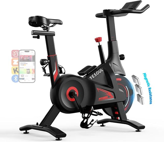YESOUL Exercise Bike with Exclusive Smart App, Adjustable Magnetic Resistance & 300lbs Capacity, Indoor Stationary Cycling Bike with Stable Triangle Frame, Scenic Rides & Live Classes for Home Workouts