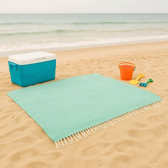 Open Road Goods Solid Color Mexican Yoga Blanket – Large Handwoven Throw for Yoga, Beach, Camping or Home – Soft and Durable Cotton Blend