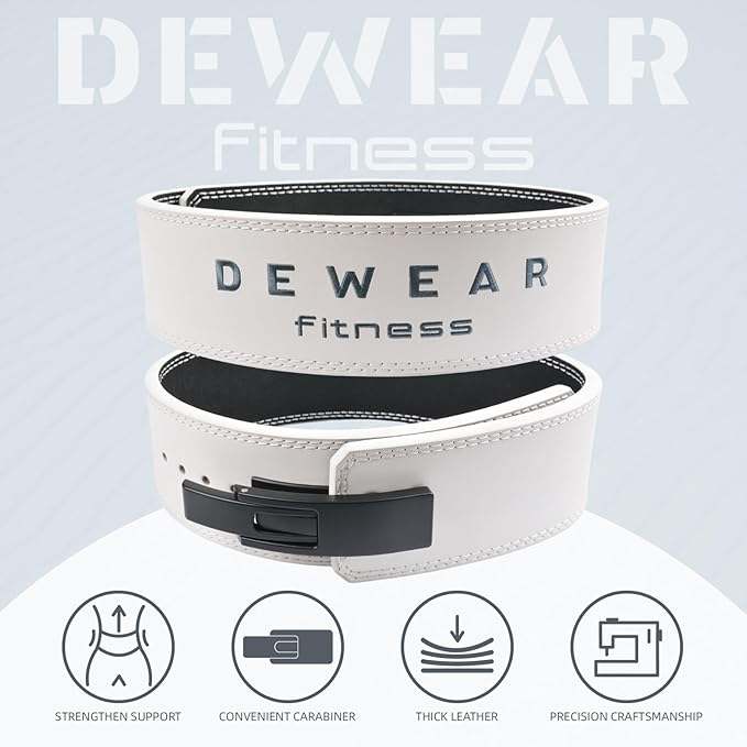 Genuine Leather Weight Lifting Belt with Lever Buckle, 10mm Thick 4" Leather Lumbar Back Support, Gym Belts Ideal for Training, Weightlifting, Bodybuilding, Squats and Deadlifts