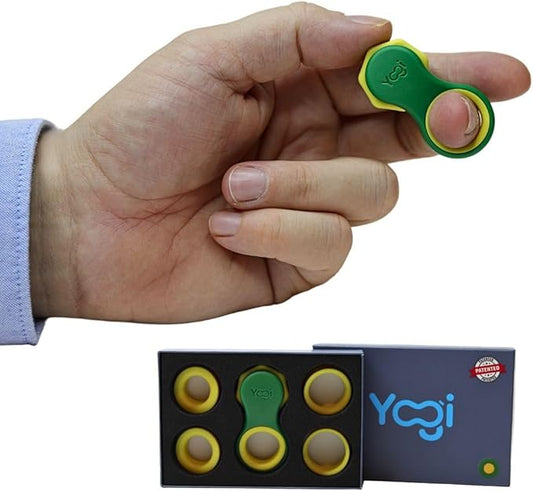 Yogi Fidget Toy – Silent Sensory Spinner for Adults & Kids – Stress Relief Fidgets for ADHD, Anxiety – Fidget Toys for Adults – Includes 5 Finger-Fit Rings – Work, School & Travel – Lime