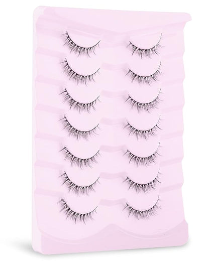 Onlyall Natural Lashes Short Eyelashes Wispy Lashes Natural Look Soft False Eyelashes False Eye Lashes Faux Mink Eyelashes 7 Pairs D2