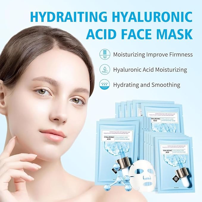 Face Sheet Mask Skincare for Women, Hyaluronic Acid Face Masks Sheets Skincare, Hydrating Sheets Facial Mask Moisturizing Face Mask for Women Skin Care, Facial Sheet Masks15 Packs