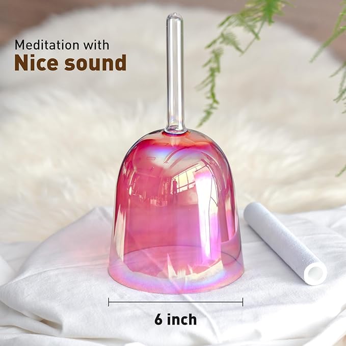 432HZ 6 Inch F Note Purple Color Quartz Handle Singing Bowl with Carry Case Bag for Sound Healing and Meditation