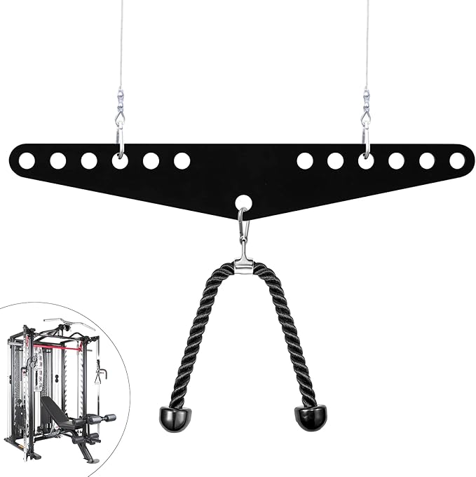 Double to Single D Handle Cable Weight Workout Pulley System Adaptor Plate Spreader for LAT Pull Down Bar Rope Attachments Cable Machine for Squat Rack Home Gym