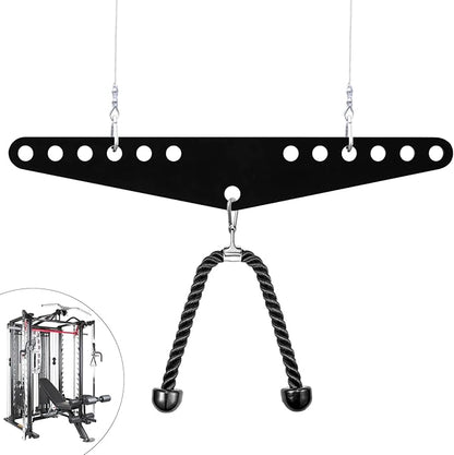 Double to Single D Handle Cable Weight Workout Pulley System Adaptor Plate Spreader for LAT Pull Down Bar Rope Attachments Cable Machine for Squat Rack Home Gym